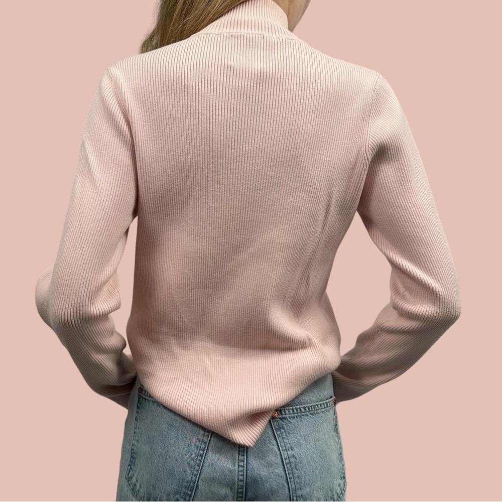 Vintage Ralph Lauren Polo Jeans Ribbed Mock Zip Sweater RL USA Flag Patch Y2K 90 - Picture 2 of 12